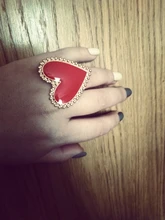 AENSOA-anillos de corazones dorados bohemios para mujer, sortija de esmalte redondo con corazón de amor bohemio para mujer, joyería con estilo de dedo 2019