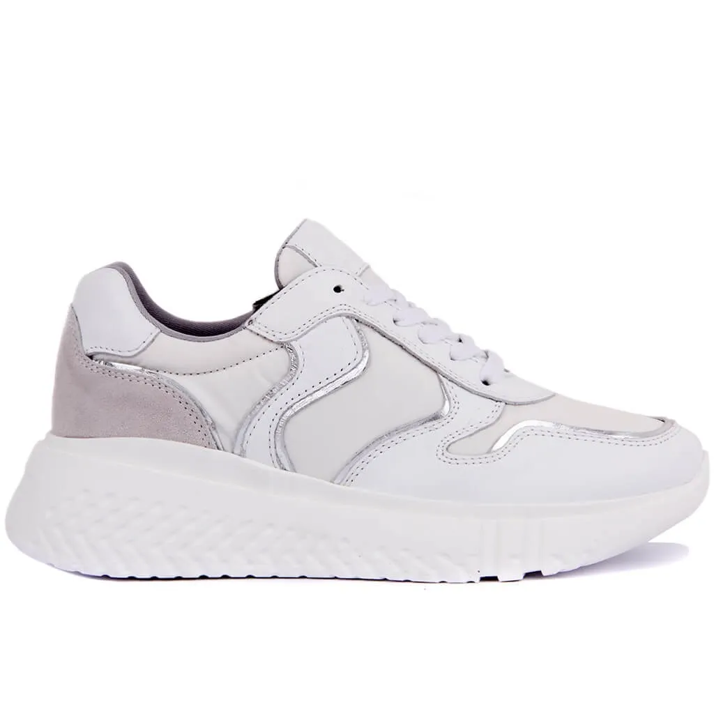 

Sail-Lakers White Genuine Leather Women Sneaker Casual Shoes Fashion Women Sneakers Breathable Walking Shoes Lace Up Flat Shoes