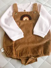 Monos con diseño de arcoíris para niños y niñas, peto de pana, ropa de una pieza, 2021