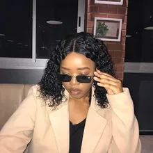 Peluca de Bob corto con onda de encaje en el agua, pelucas de cabello humano 13x4 con encaje frontal de Bob brasileño, corte Pixie Bob, peluca de cabello humano rizado