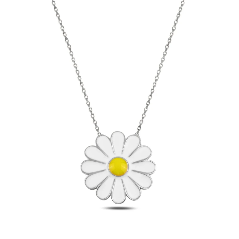 

Silver 925 Sterling Enamel Daisy Necklace
