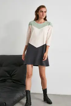 

Trendyol Beige With Color Block Knit Dress TWOAW21EL0854