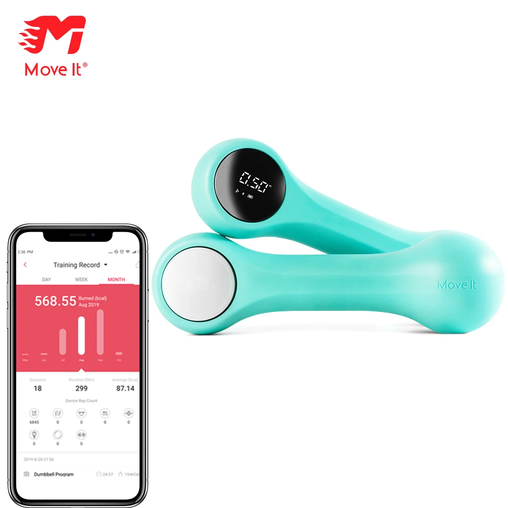 0.5kg Move It фитнес гантели подключение приложения для женщин Смарт Bluetooth гантели руки тренажерный зал похудение Бодибилдинг тренажеры - Цвет: 0.5kg