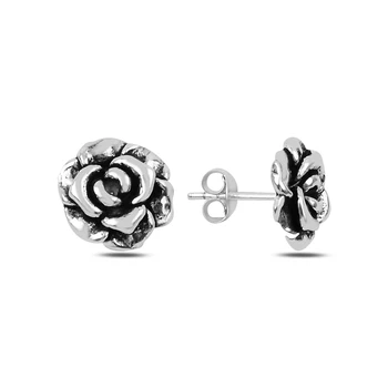 

KUTAYDAN Oxidized Rose Earrings 925 Sterling Silver
