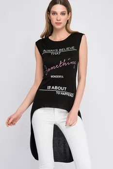 

Cotton Mood Women Something Lettering Printed Behind Long Sleeveless Tunic 8111101