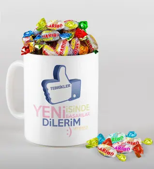 

Personalized New She Devotes The Success In Mug and Haribo Candy Gift Seti-3