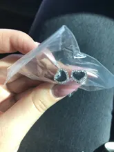 Pendientes de compromiso con forma de corazón esmaltado para mujer y niña, joyería de Color oro rosa, pendientes negros, regalos de boda