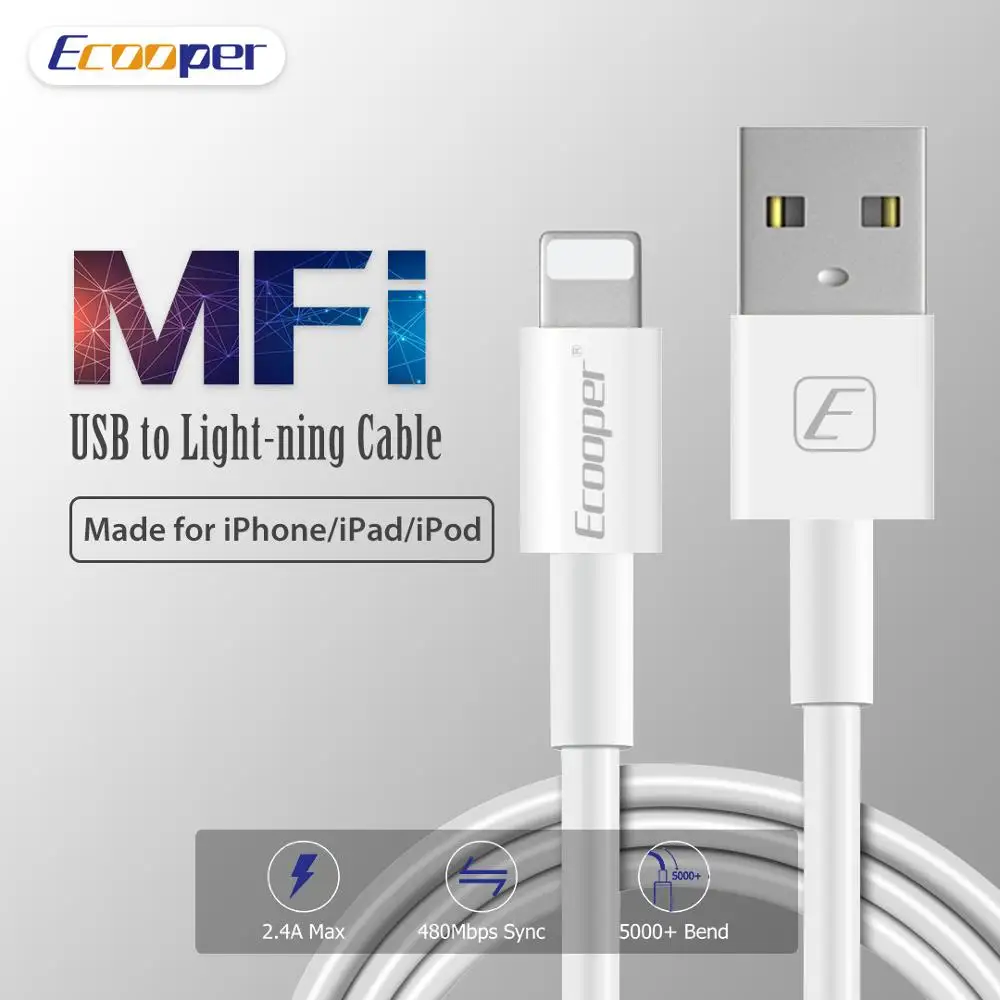 

MFi USB Cable for iPhone X XS MAX XR 2.4A Fast Charging USB Charger Data Cable For iPhone Cable 6 7 8Plus Lightning Charge Cable