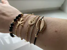 Nuevos Bohemios negro cuerda cadena pulsera para las mujeres aviones de Luna corazón brazalete con dije de cristal de la joyería de Boho