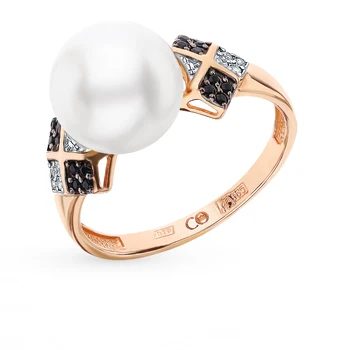 

Gold ring with cubic zirconia and pearls sunlight sample 585