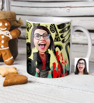 

Personalized Women 'S Big Boss Cartoon White Mug Cup-3