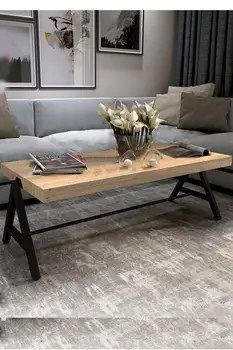 

Coffee Table Simple Modern Small Apartment Tempered MDF Metal Coffee Table Living Room Nordic Table Industrial BLACK AND WHİTE
