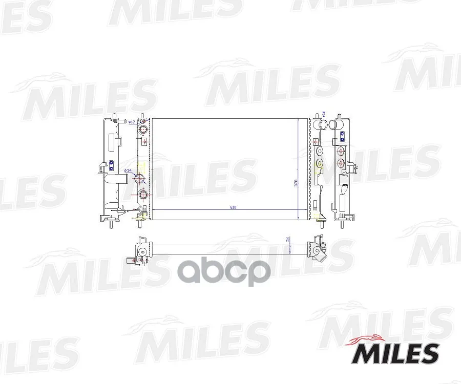 Радиатор Opel Vectra B 1.6-2.2/2.0td/2.2td A/T 95-03 Miles Acrm070 Miles арт. ACRM070