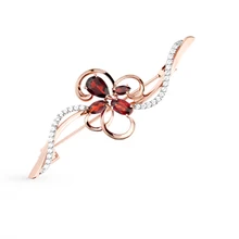 Золотая брошь с фианитами и гранатом SUNLIGHT проба 585