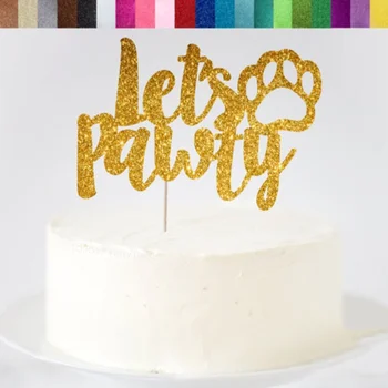 

Custom Let's Pawtys Cake Topper, Dog Birthday Cake Topper, Dog Birthday Party, Paw Print, Puppy Themed Party, Let's Pawtys Sign