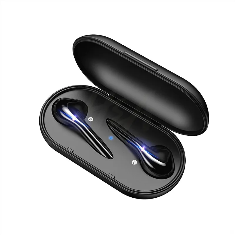 Черный New TWS Bluetooth Wireless Earphones 6D Stereo Headphone Hifi Sport Earbuds Headset With Mic Charging Box For iPhone Xiaomi - Цвет: Черный