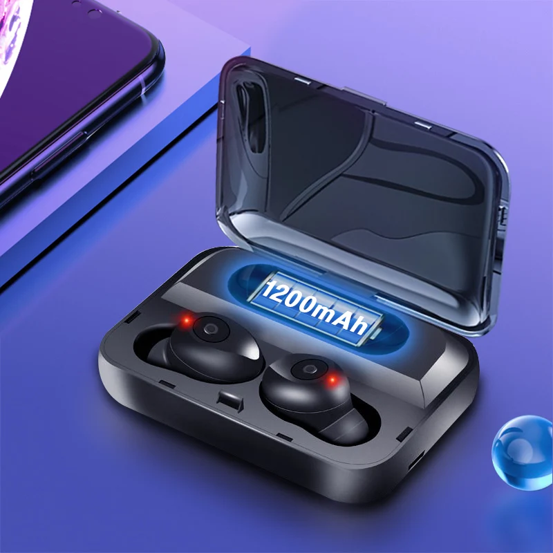 50PCS F9-3 Bluetooth Earphones TWS 5.0V Waterproof HD Stereo Wireless earbuds Noise Cancelling Gaming Headset LED Power display