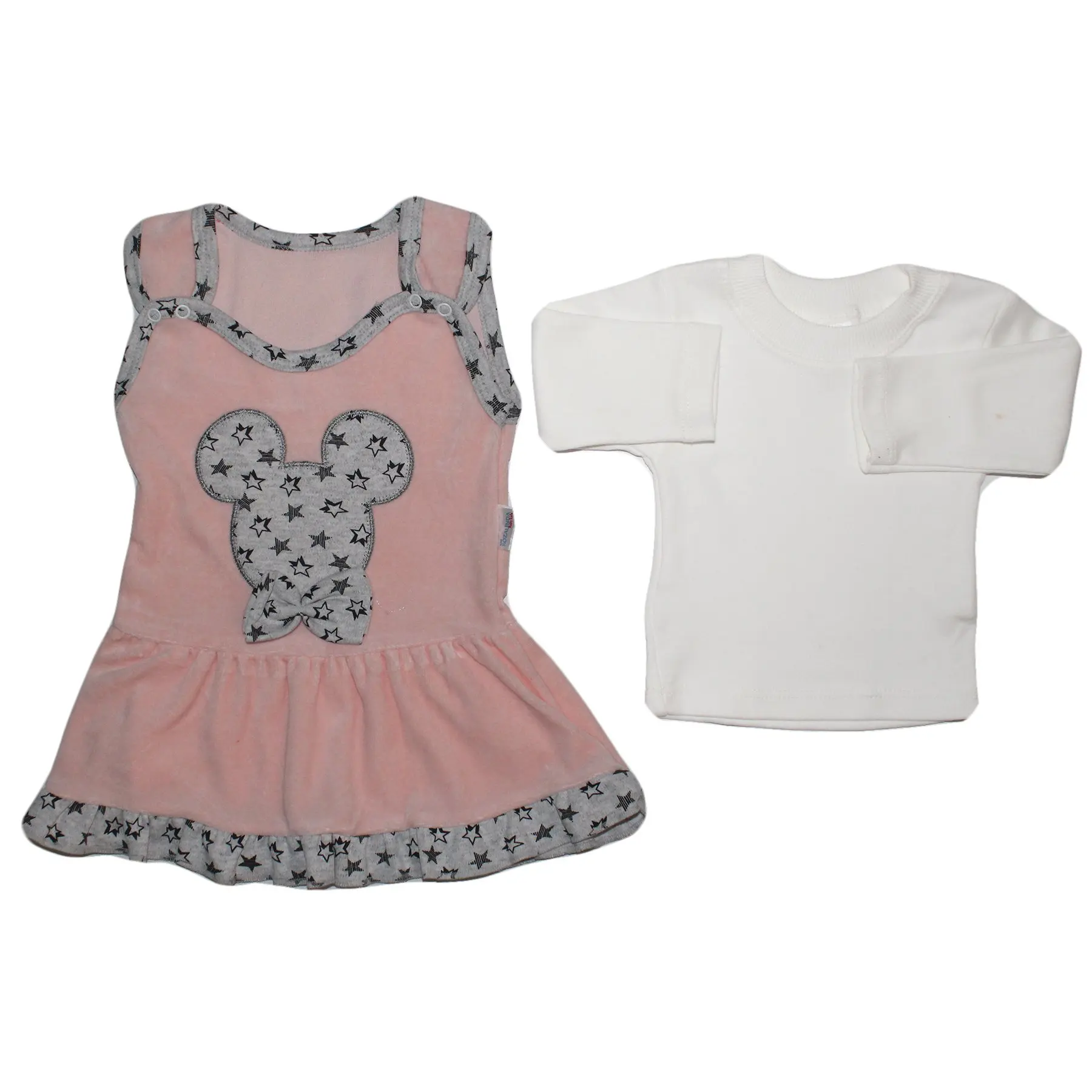 

Star Mickey Embroideried Powder Velvet Dress