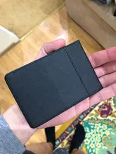Gran oferta de moda de los hombres es delgada Bifold Clip para dinero, de piel cartera con una abrazadera de Metal mujer ID tarjeta de crédito monedero efectivo titular