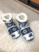 House Slippers Floor-Shoes Flip-Flops Christmas Winter Fur Plush Warm Cotton Indoor Fourrure