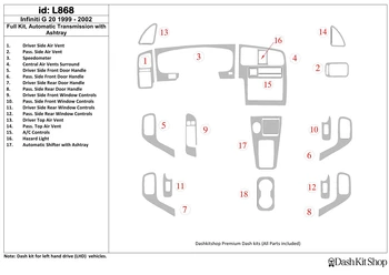 

Interior trim for Infiniti G-20 1999-2002. Set L868.