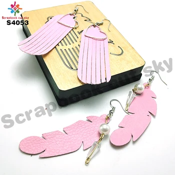 

Feather earrings wooden mold scrapbook dies cut handmade is compatible with most machines