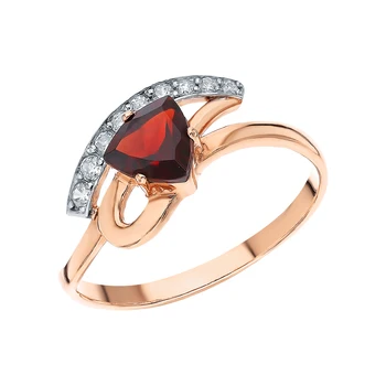 

Silver ring with cubic zirconia and Garnet sunlight sample 925