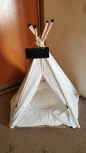 Tipi de Gato con cojín y pizarra para perros, carpa portátil para perros y casas de mascotas, tienda plegable de lona de madera para mascotas, cama para animales pequeños