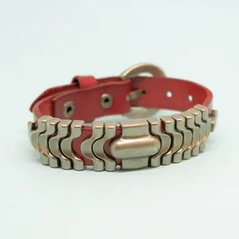 

Bracelet leather (genuine leather, box lock, red) 53324