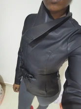 Jacket Short Turn-Down-Collar Spring Faux-Leather AORRYVLA Fashion Women New Length Slim-Style