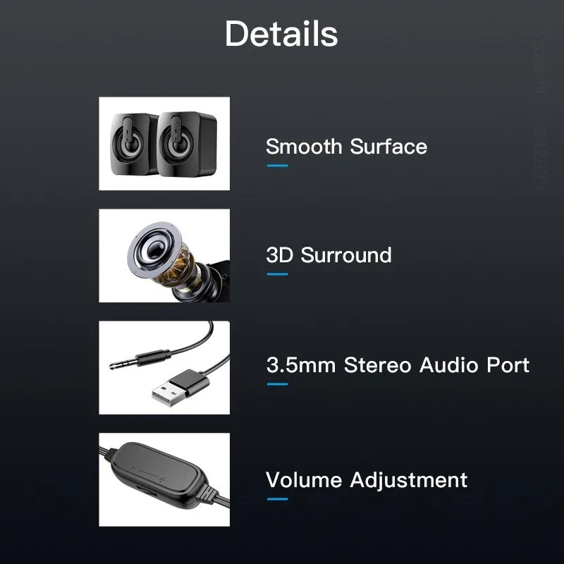 Mini haut-parleur filaire pour ordinateur USB hijo rodean stéréo 3D verter PC portátil pas bluetooth