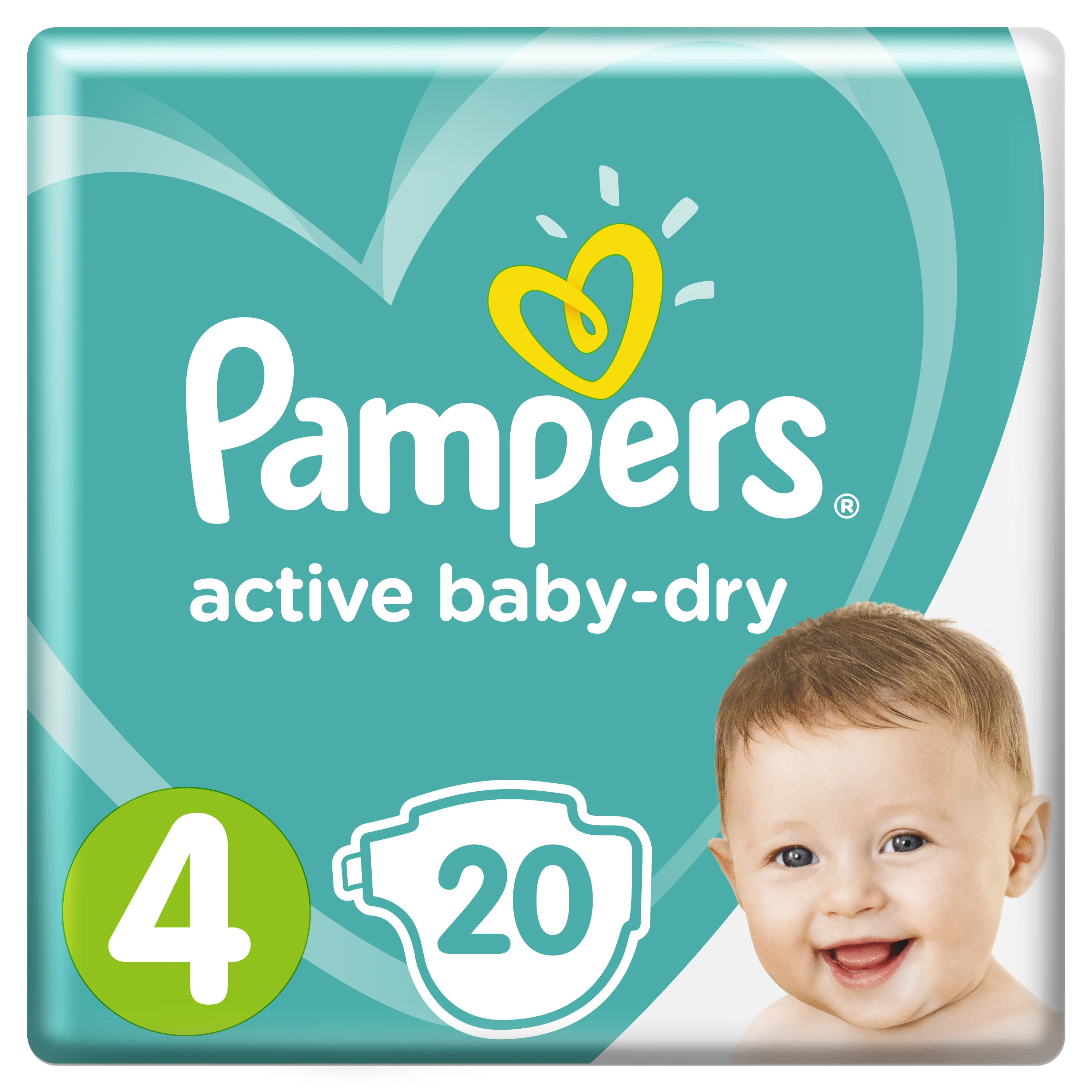 Подгузники Pampers Active Baby-Dry 9–14 кг, размер 4, 20шт