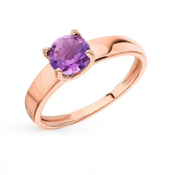 

Gold ring with amethyst sunlight sample 585