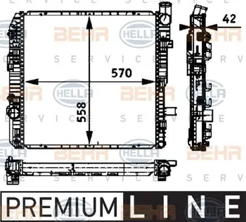 

Radiator cooling system 570x558x40 \ MB Vario 96 HELLA 8MK 37