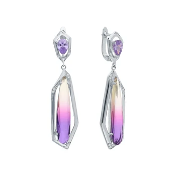 

Silver earrings with sitals and cubic zirconium sunlight sample 925