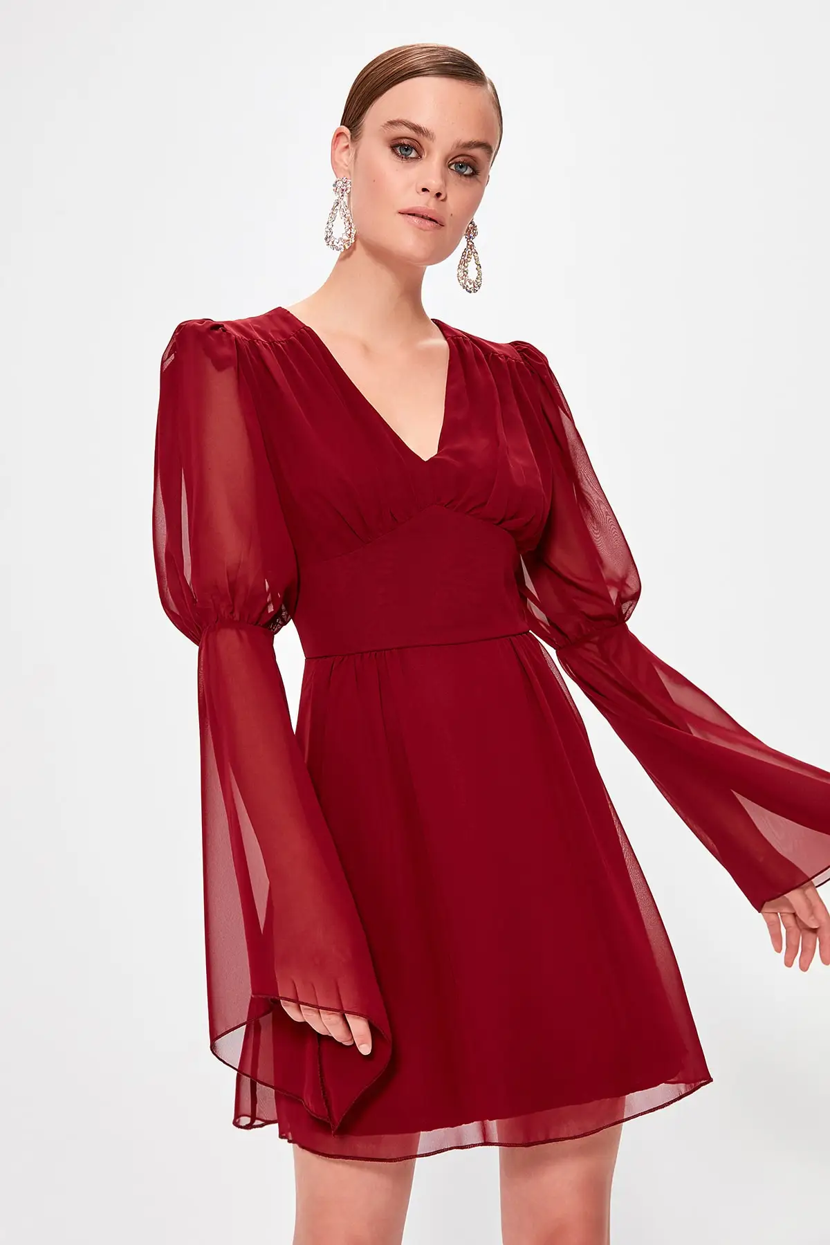 

Trendyol Maroon Corsage Detail Dress TPRAW20EL0539