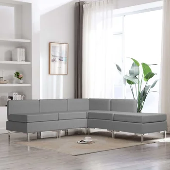 

5 PCs light gray sofa fabric sofa sets