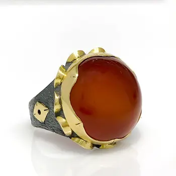 

Coffee Agate Natural Stone Silver Handwork Authentic Ring