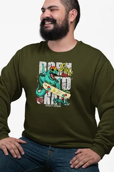 

Angemiel Wear Vicinity Skateboarder Dinosaur Green Men 'S Sweatshirt