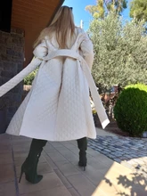 Winter Coat Parkas Long-Jacket Thin Toppies Autumn Womens Plaid Argyle Belt Double-Breasted-Belt