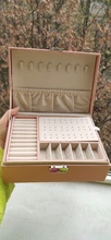 Caja de cuero para joyería de doble capa, caja de almacenamiento de ornamento para pendientes y pendientes, joyero grande multifunción, novedad