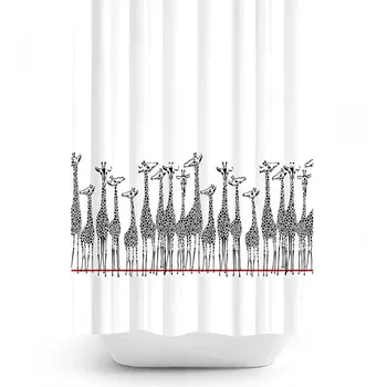 

Zethome Giraffe Shower Curtain 180 x 200 cm Digital Print Modern Design Polyester Fabric Waterproof Washable Mould (71" x 78")
