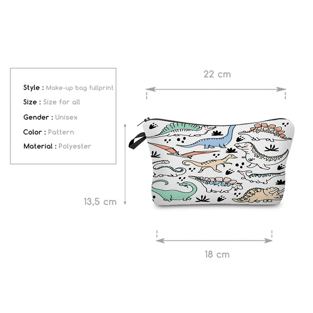Cute Cartoon Dinosaur Print Cosmetic Bag Personality Women\'s Bag Travel Storage Bag High Quality Pencil Cases Fashion Makeup Bag