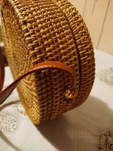 Gusure-Bolso de mimbre tejido para mujer, bandoleras cruzadas hechas a mano de verano para la playa, pequeñas, de hombro redondo de paja