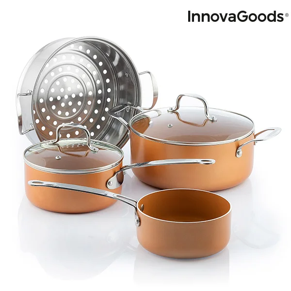 InnovaGoods набор кастрюль с медным эффектом и Пароварка(6 шт