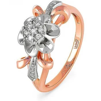 

Kabarovsky flower ring with 13 red gold diamonds