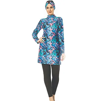 

2020 New Desing Women Pool Sea Muslim Swimwear Hijab Musliman Islamic Swimsuit Swim Surf Wear Sport Burkinis Closed Swim S-XXL