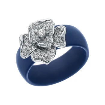

Silver ring with ceramics and cubic zirconia sunlight sample 925