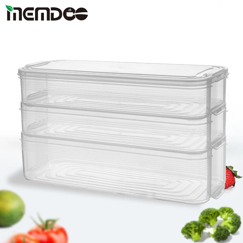 

MEMDOO 3 Layer Refrigerator Storage Box Food Storage Containers Freezer Transparent Storage Box Plastic Storage