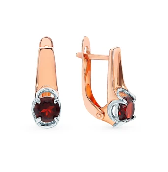 

Gold earrings with Garnet sunlight sample 585